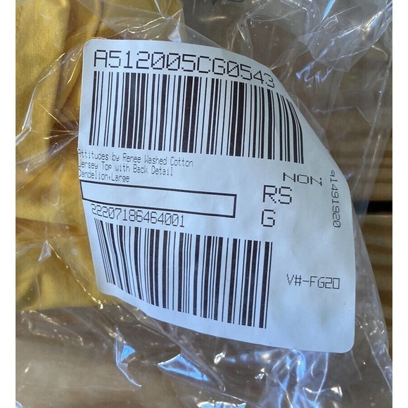 NWT Attitudes By Renee Back Detail Cotton Jersey Top Size Large Women's Yellow - Picture 7 of 7